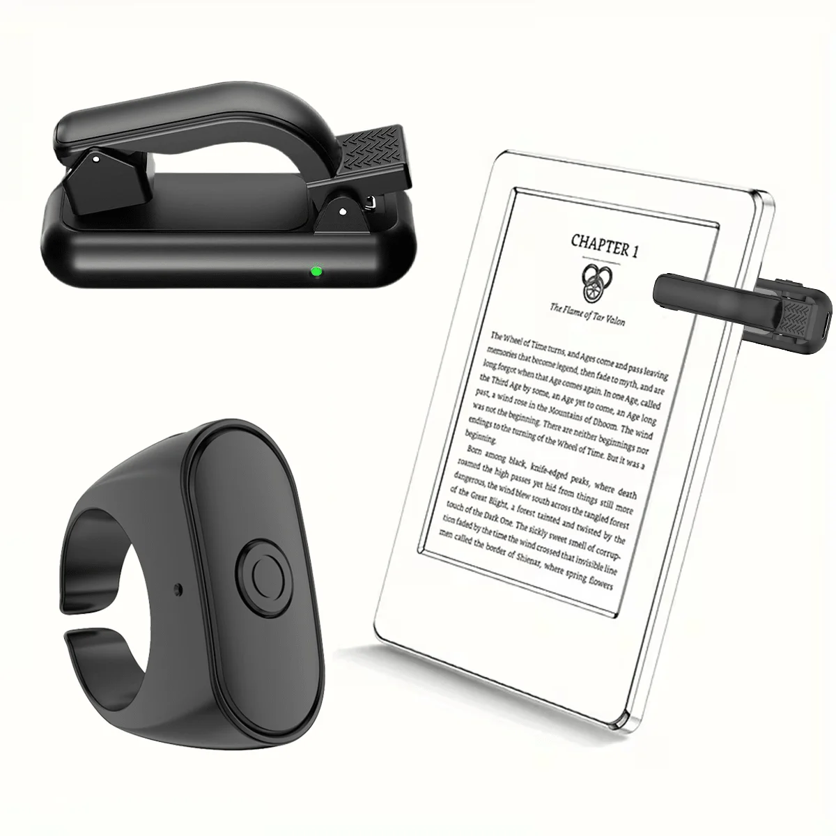 Wearable Bluetooth Page Turn Clicker For Kindle, Portable Remote Shutter For Tablet Phone Novel Reading Camera Record