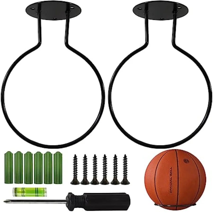 2PCS Sport Ball Halter Wand Halterung Display Rack Universal Ball Rack Metall Ball Halter Schwarz Ball Rack Halter für basketball V