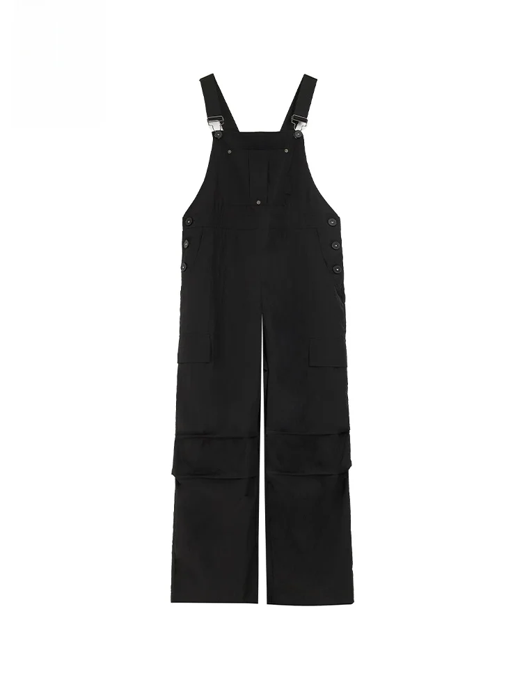 

American Sle Loose Straight Workwear Overalls Women's Autumn Multi-ket Casual One-Piece Pants High Waist Long Trousers