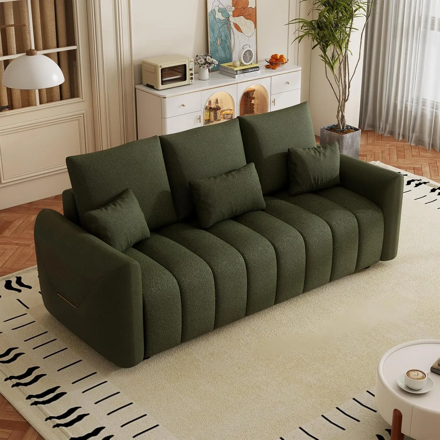 

78" Cloud Couch Sofa for Living Room, Comfy Plush Teddy Sectional 3-Seater Couches with Pillows and Back Cushions, Cozy Modern D