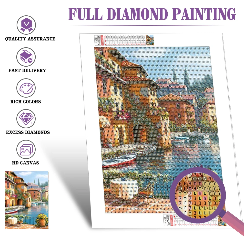 Huacan Diamond Painting Landscape City Kit Full Embroidery Scenery Street Diy Gift Home Decor Picture Of Rhinestones