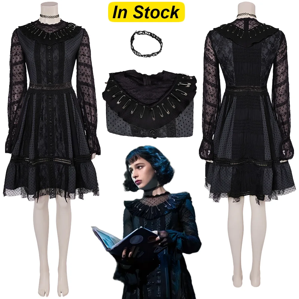 

Fancy Dress Juices Lydia Cosplay For Women Black Dresses Halloween Movie Costume Adult Woman Roleplay Party Outfits