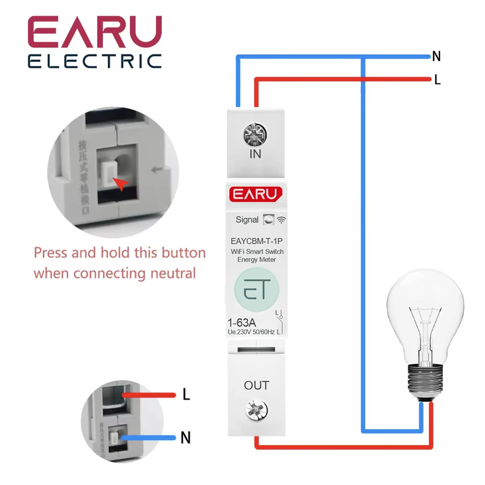 1P TUYA APP Zigbee WIFI Smart Energy Power Consumption kWh Meter Circuit Breaker Time Relay Switch Voltage Protection