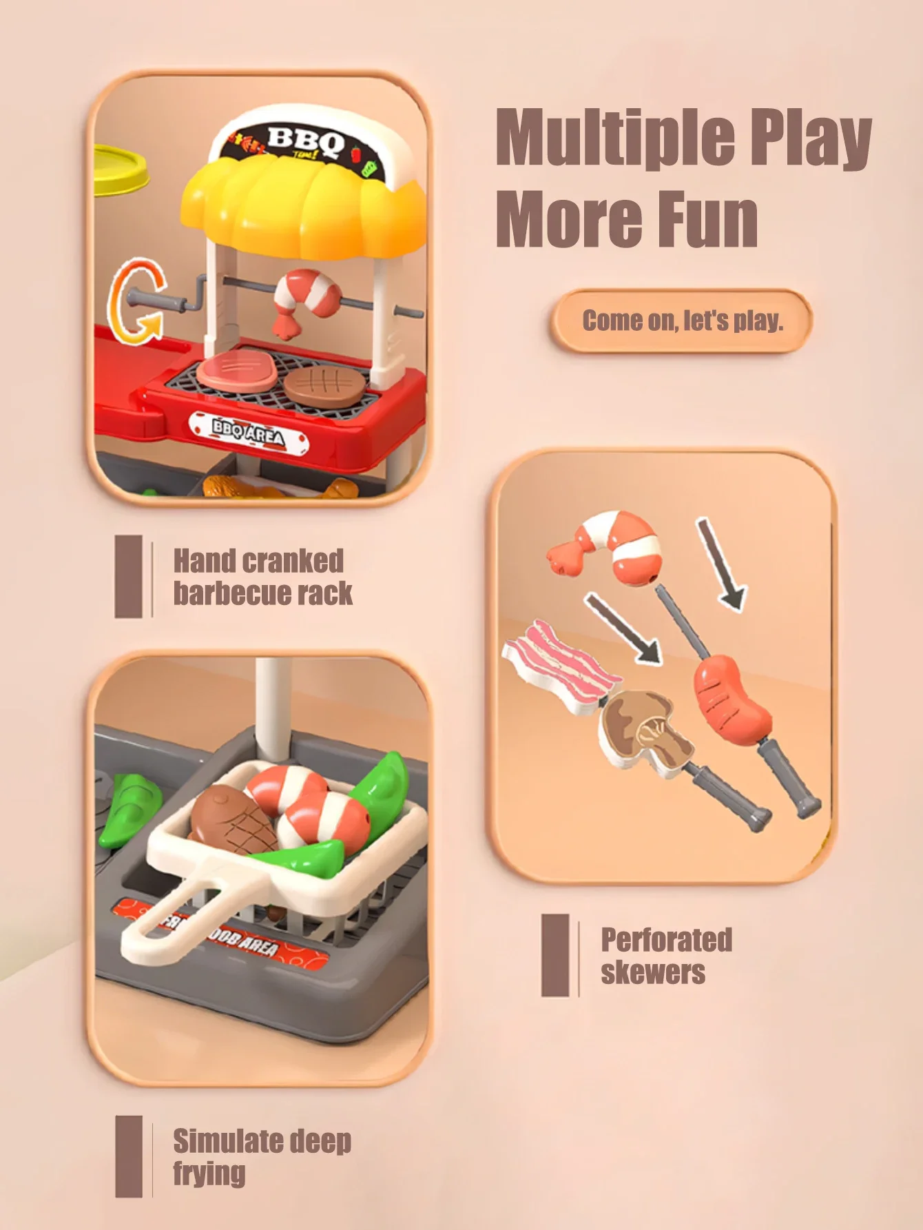 56 Uds tienda de juguetes con simulación de sonido barbacoa restaurante juego de rol regalo de cumpleaños Mini barbacoa para niños