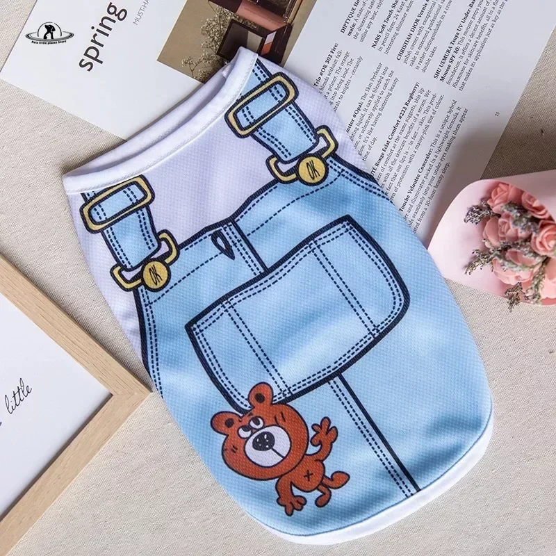 Cartoon Puppy Dog Vest Shirt Summer Pet Clothes for Small Dogs Chihuahua Yorkshire Maltese Shirts Dogs Pets Clothing Cat Outfit