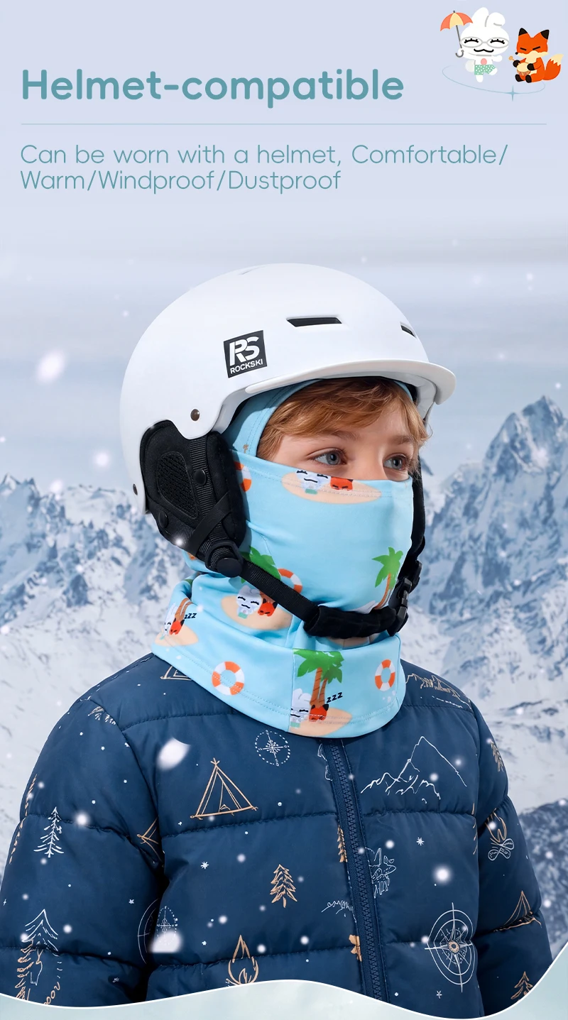 WEST BIKING Jungen Thermo-Balaclava Niedliche Cartoon-Gesichtsmaske Mädchen Winddichter Fleece-Nackenwärmer für Skifahren Radfahren Helmmütze – Detail 10