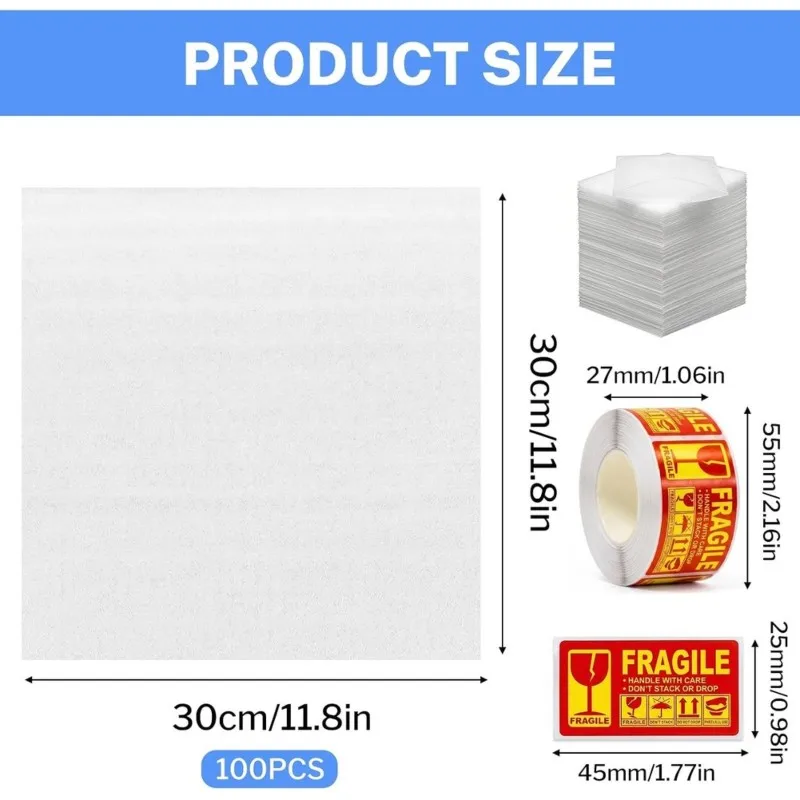 [LXYA68Z!] Shockproof PE Foam Bag 100Pcs Pearl Cotton For Fragile Items Packaging Pouches For Moving Shipping With Labels
