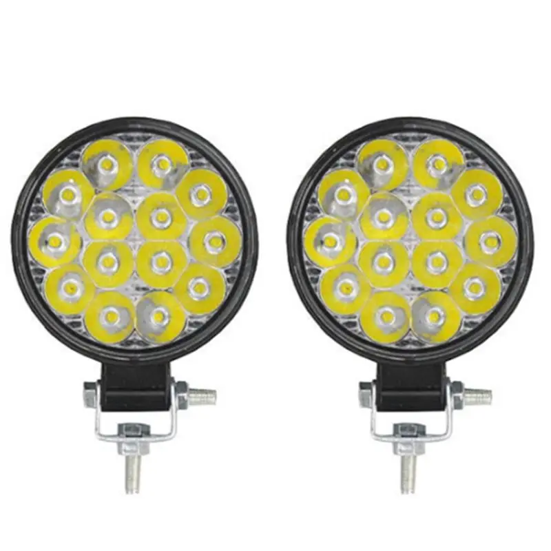 AEE5-2Pcs 3.4 Inch Universal Car Round LED Light 42W Auxiliary Lamp Head Lamp Spot Light For Car Motorbike Truck Off-Road