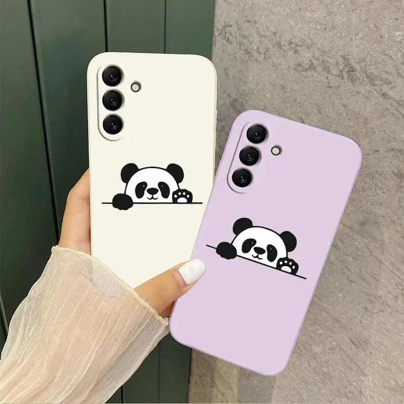S24 Panda Cute Label New Silicone Phone Case For Samsung S24 S24Ultra S24Plus S23Plus S23 S21FE S22 S23FE S22Plus S21 S20 Cover