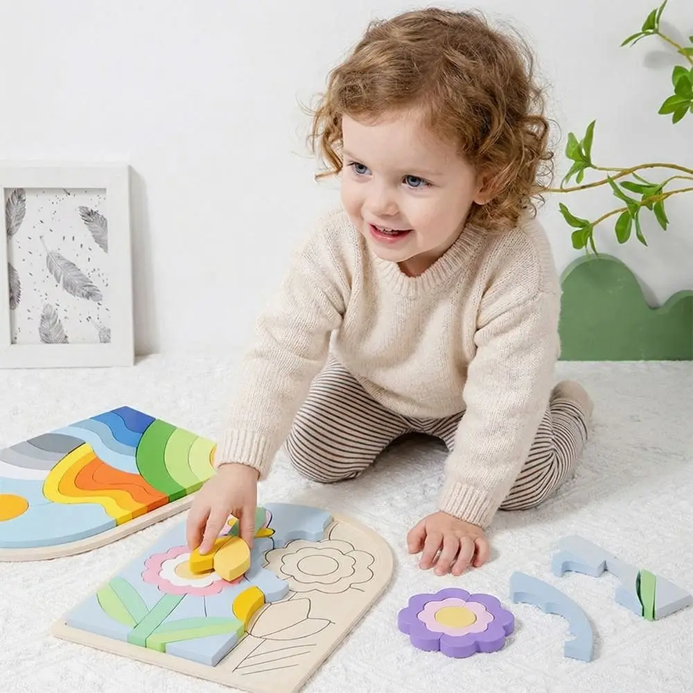Multicolor Wooden Rainbow Blocks Irregular Shapes Wood Irregular Puzzles Cognitive Development Puzzle Blocks Shape Cognitive