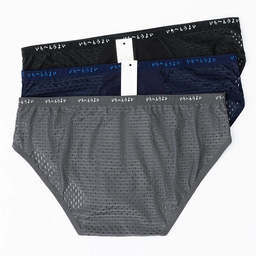 Men Mesh Ice Silk Brief Breathable Bulge Pouch Mens Sexy Underwear Solid Hollow Panties Sexy Accessories Hot Lingerie Fashion