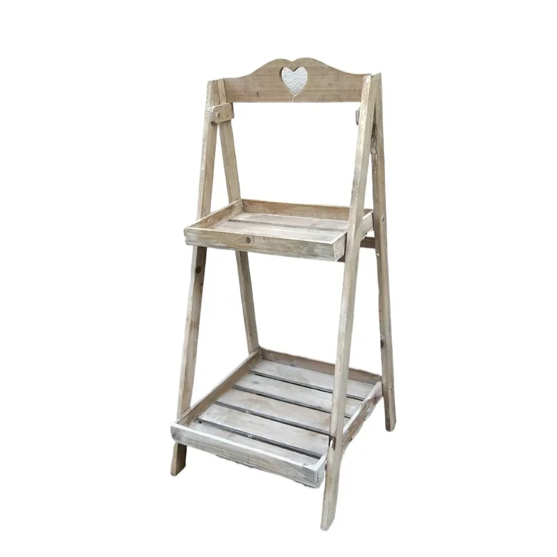 

Solid wood retro and old blackboard succulent flower stand, multi-layer ornament creative store, cafe soft decoration jewelry