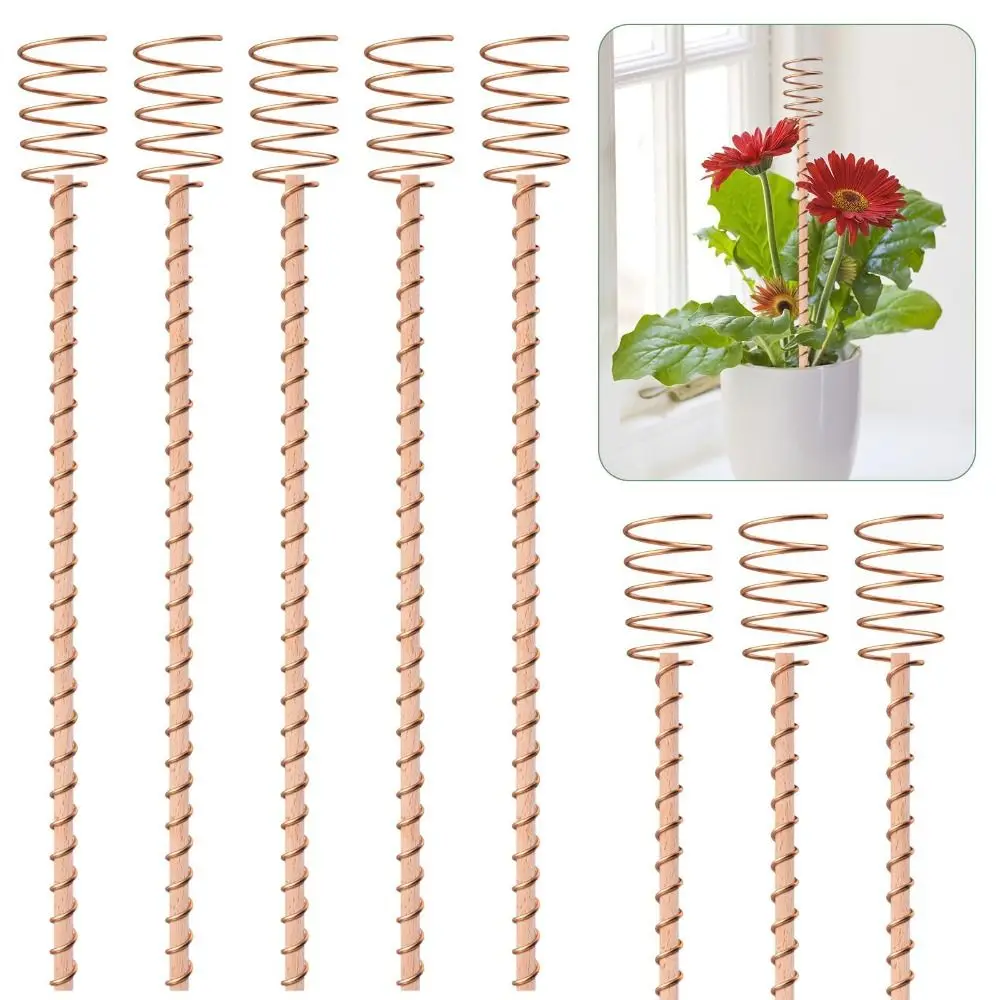 Copper Electroculture Plant Stakes Wire Coil Wood Rod Gardening Copper Coil Antennas Electroculture Vegetables Stake Plants