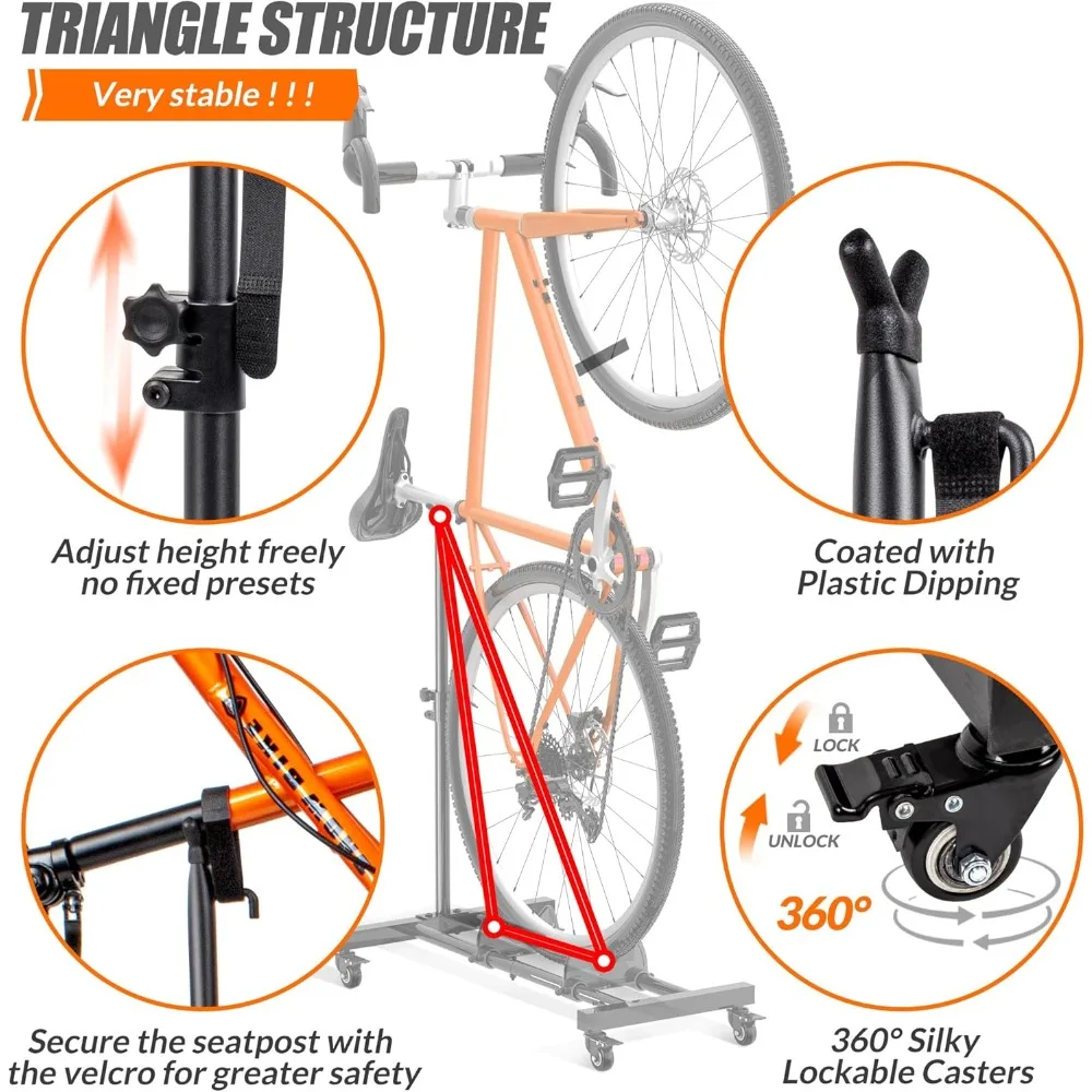 Rack de armazenamento de bicicleta interno autônomo vertical suporte de chão de bicicleta suporte de bicicleta interno para rodas tamanhos de até 29"