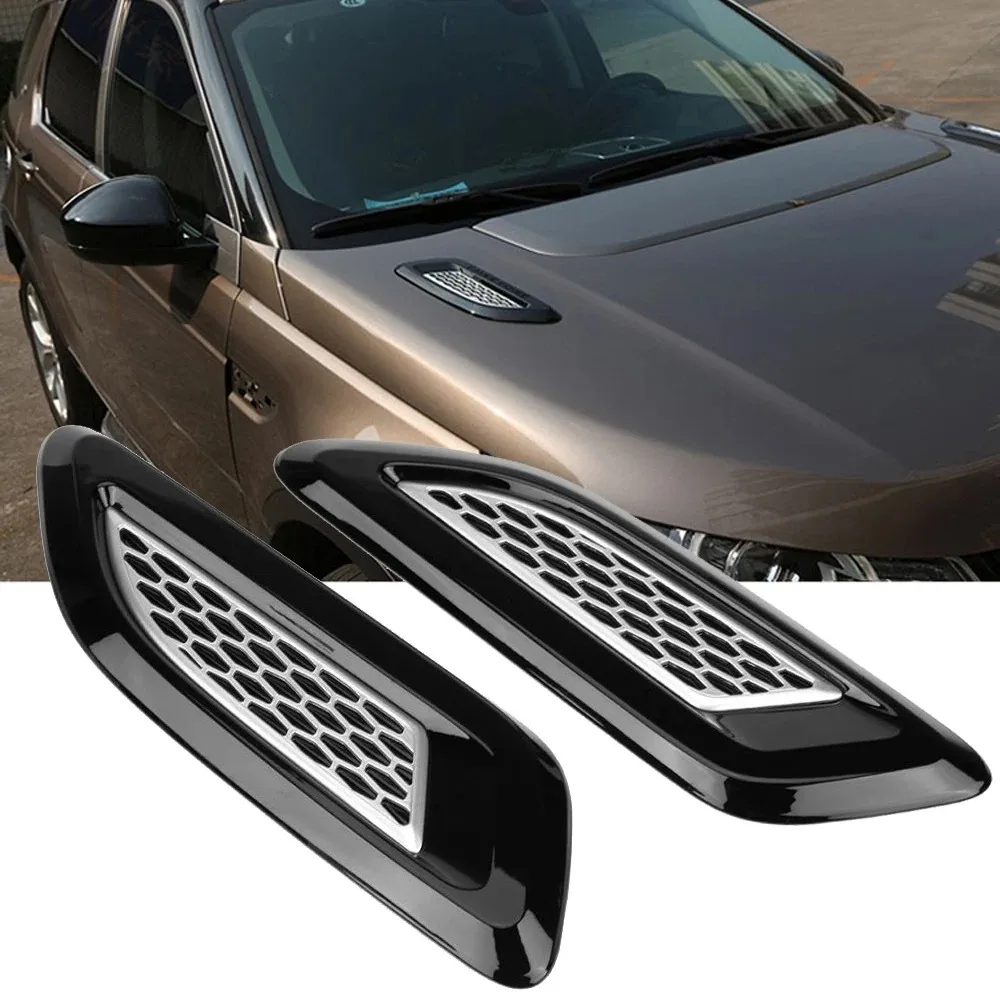 

2Pcs/Set Car Exterior Hood Air Vent Outlet Wing Cover Trim for Land Rover Range Rover Sport Evoque Discovery 4 Freelander 2