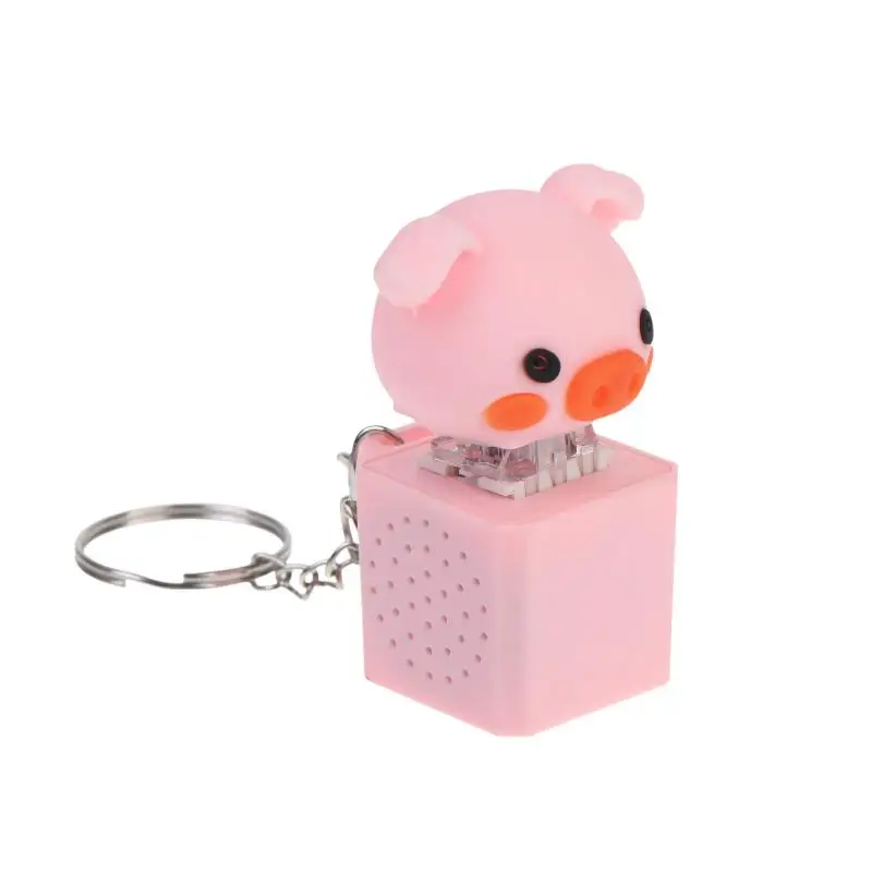 Schwein-Schlüsselanhänger, USB-Tastatur mit Klickmechanismus, Fidget-Taste, LED-Sound-Schlüsselanhänger, entzückendes Design für Taschenanhänger, zur Stressbewältigung, kleine Geschenke. – Detail 1