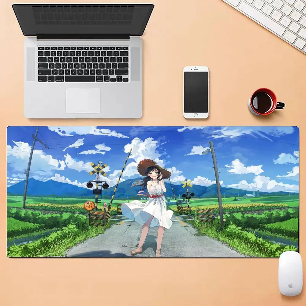 Anime Leuke Mooi-meisje Muismat Meerdere Maten Grote Vierkante Computer Kantoor Spel Tafelmatten Rubberen Antislip Muismatten