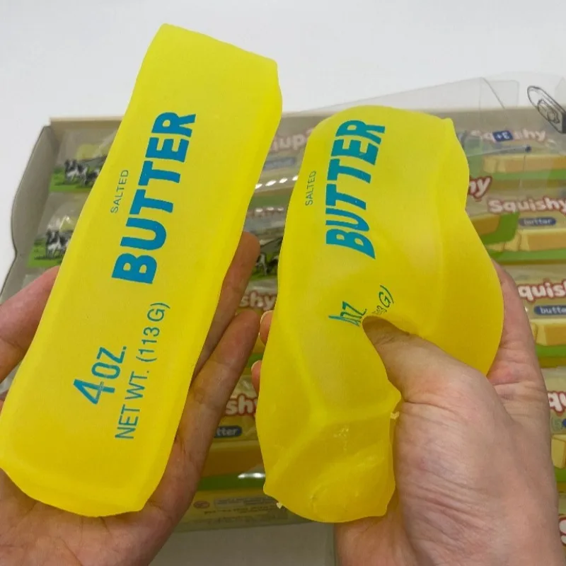 Moldable Butter Bar Squishy Fidget Toy Vaseline Filled Butter Stick Cheese Stick Squeeze Toy Stress Vent for Anxiety Relief Toy
