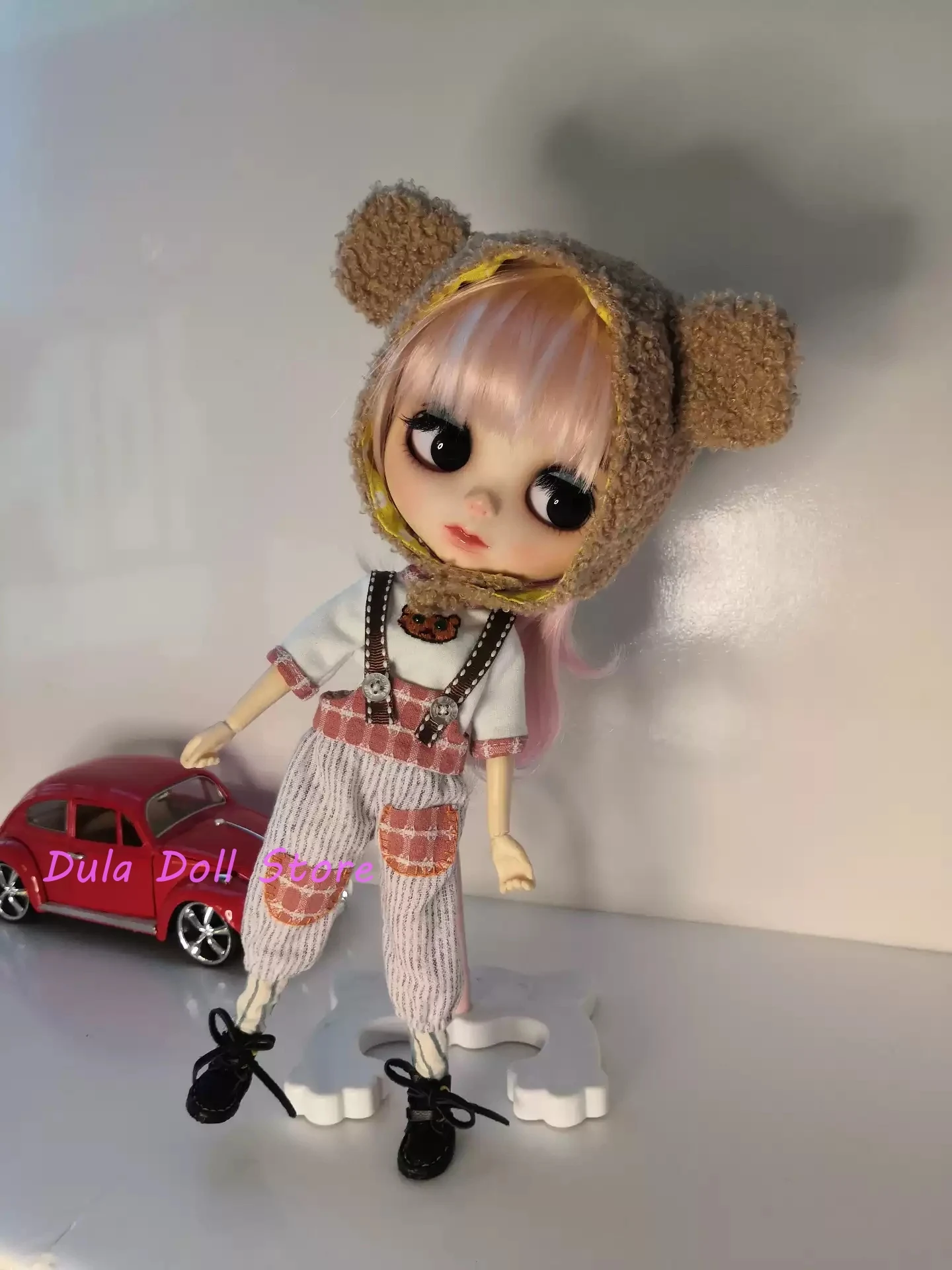 (신규) Dula 인형 옷 드레스 베어 스트라이프 컬러 블록 턱받이 슈트 Blythe ob24 ob22 Azone Licca ICY JerryB 1/6 Bjd 인형 액세서리