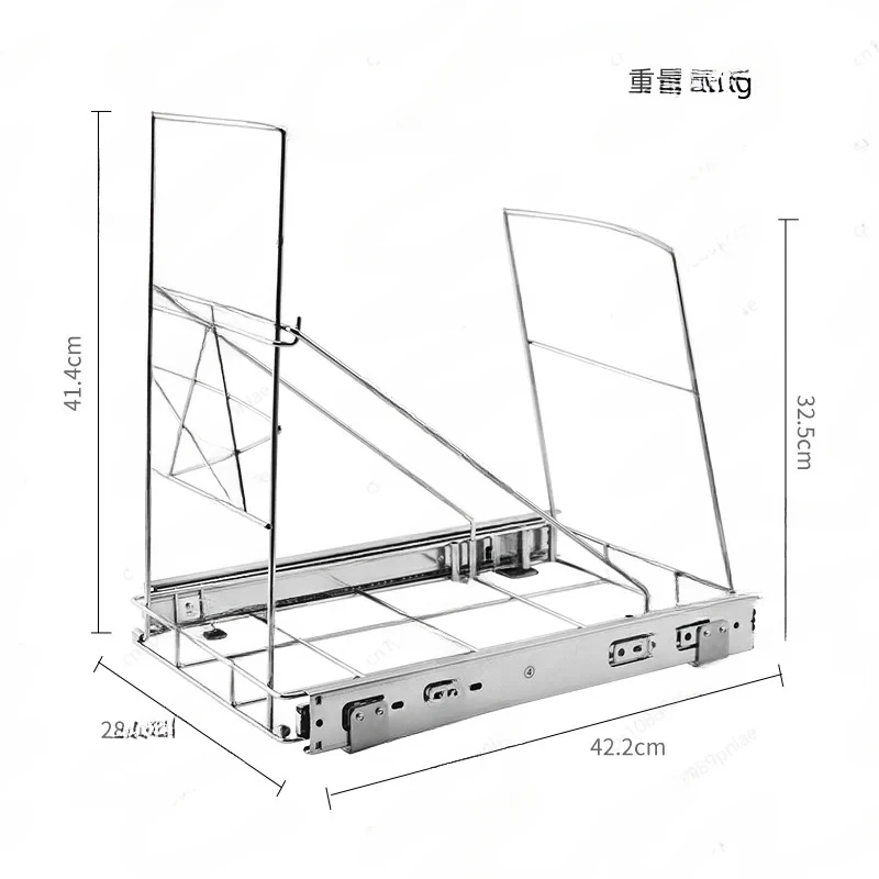 Cabinet Slide Rail Pull-Down Rack, Adjustable Withdrawal Trash Can