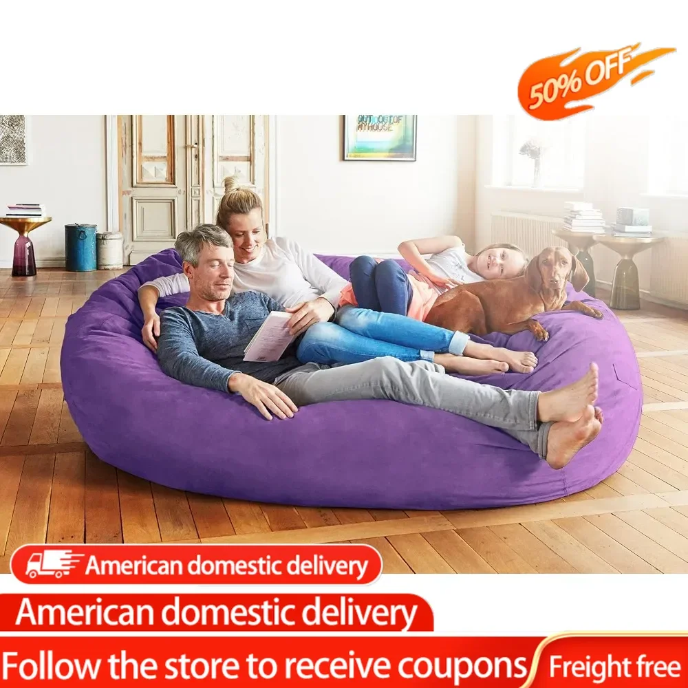 Luxurious Giant 7ft Bean Bag Chair with Microsuede Cover - Ultra Soft, Foam Filling, Washable Jumbo Bean Bag Sofa for Kids,