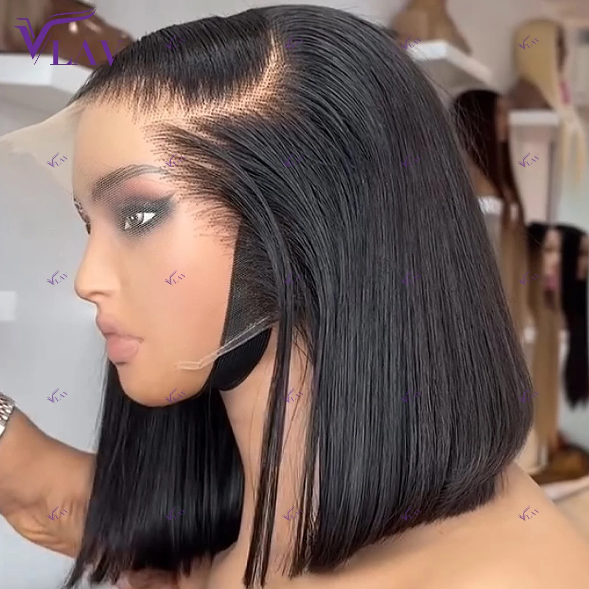 

Wear And Go Короткие Боб Прямые Бесклеевые Парики Человеческие Волосы 360 HD Прозрачные Парики Человеческих Волос 13×4/13×6 HD Парики Фронта Шнурка