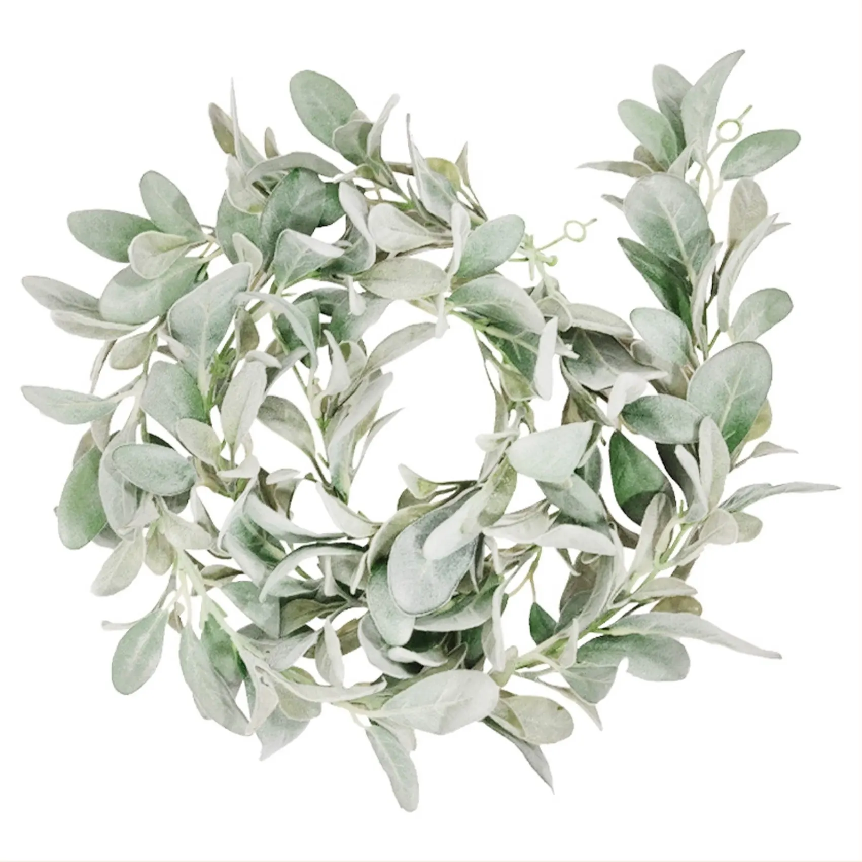 Artificial Flocked Lambs Ear Garland - 2Meter Soft Faux Vine Greenery and Leaves for Farmhouse Mantel Decor