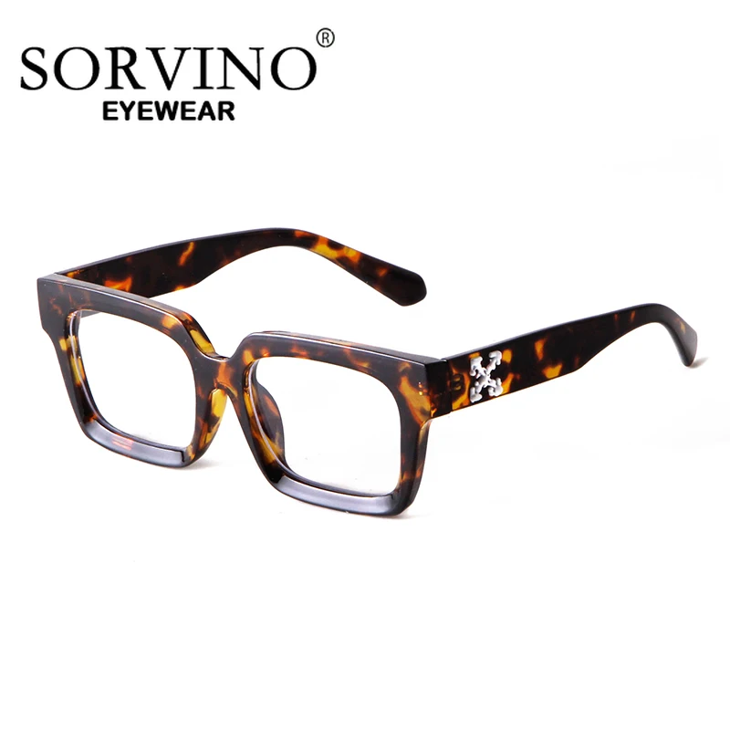 SORVINO Fashion Square occhiali da sole donna Shades UV400 Leopard Brown Punk Men occhiali da sole colorati occhiali piatti Anti-luce blu