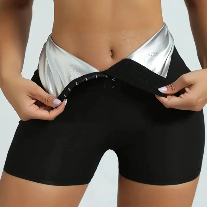 

High-Waist Yoga Shorts, Women's Adjustable Breasted Shaper Fitness Shorts, Coated Athletic Gym Shorts, Waist Cincher Butt Liftin