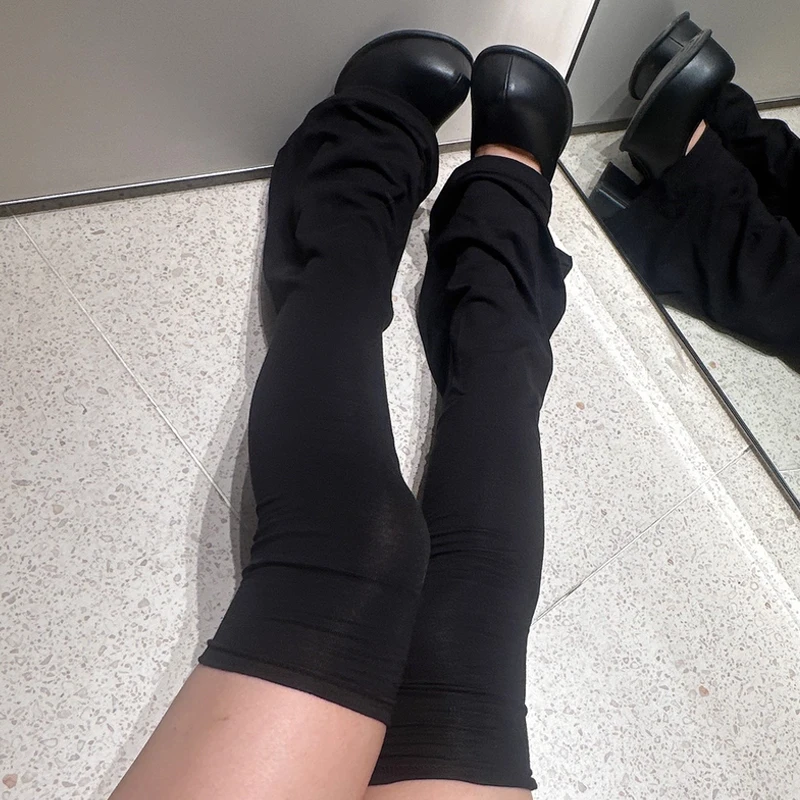 Spring and Autumn Personalized Versatile Socks Solid Color Horn Shaped Stacked Socks Elastic Leg Cover Y2k Subculture Summer
