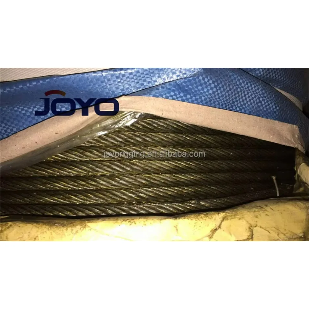 Cavo di sollevamento in acciaio per ascensore di alta qualità 8X19S + FC (nucleo di iuta) Cavo di sollevamento durevole lubrificato giallo da 12 mm per uso industriale
