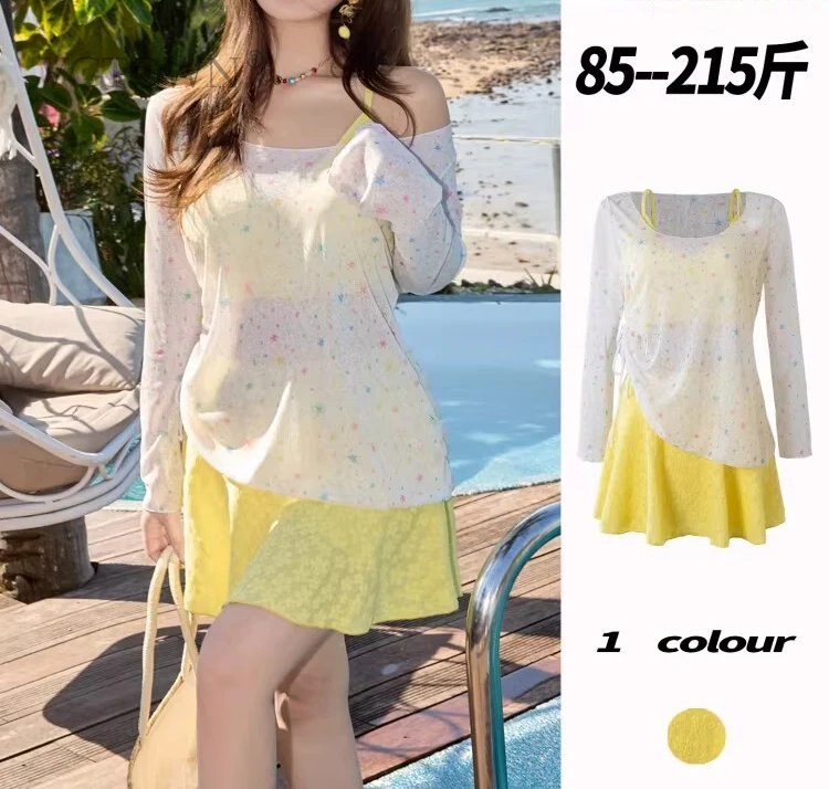 

Новинка 2026 года, 3 шт., женский купальник больших размеров с длинными рукавами, сексуальный купальник для похудения, корейский горячий весенний купальник