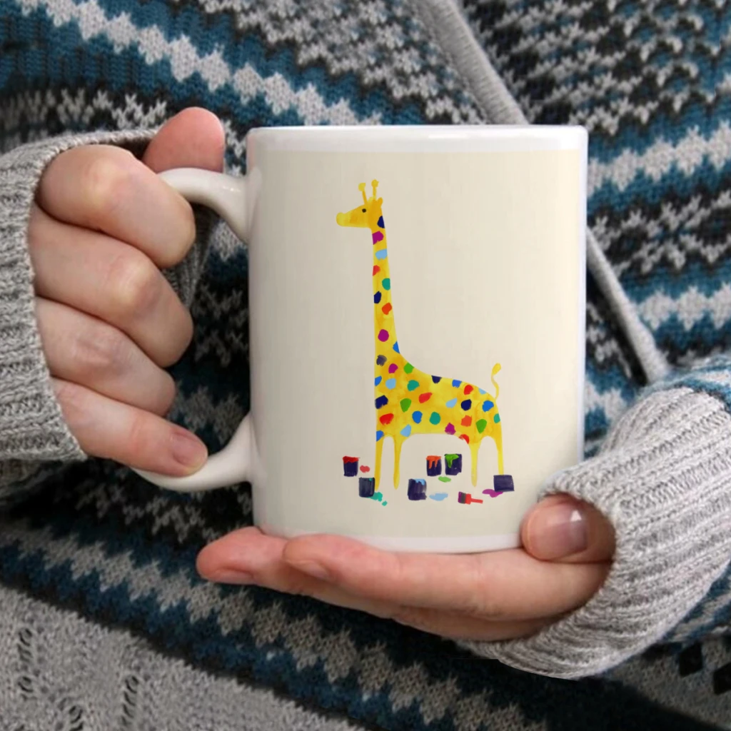 

Rainbow colored giraffeCoffee Mug Tea Cup 11oz Coffee Cup Funny Birthday Ceramic Mug Personalized Cup