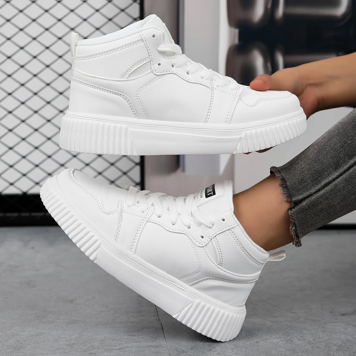 Spring Summer Fashion Red High-Top Shoes Couple Comfortable Pu Leather Casual Sneakers Man Flat Versatile Hip-Hop Shoes For Men image 5