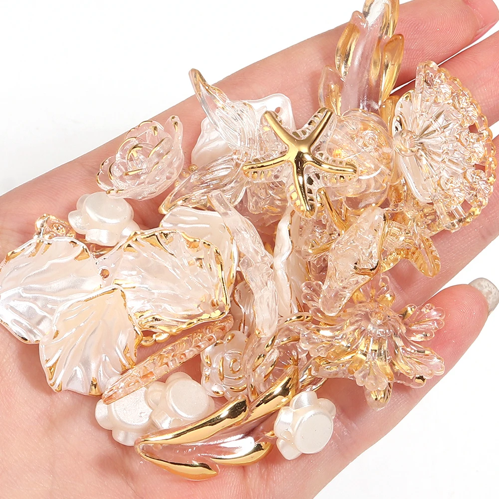 

50g/pack Mixed Baroque Rose Imitation Pearl Bow Beads Resin Loose Spacer Bead for DIY Phone Chain Ornament Making Accessories