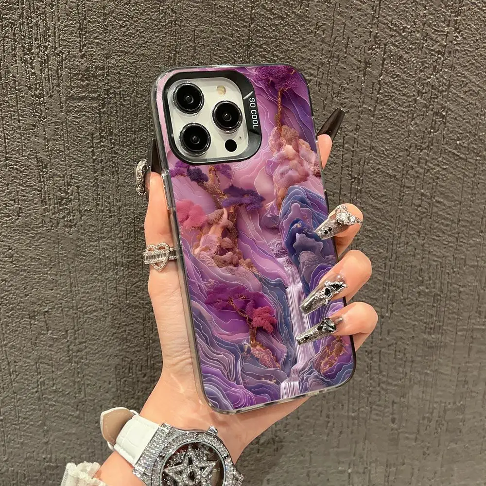 

Purple scenery case for iPhone17 16 15 14 13 12 11 Pro/ Max/Plus shock-proof rear cover anti-fingerprint