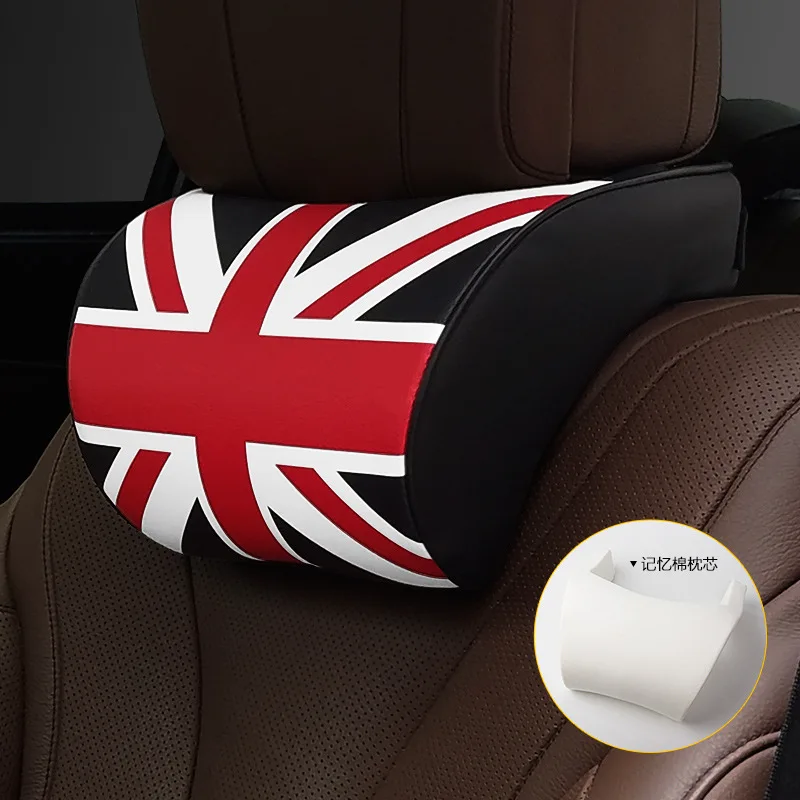 

Car Neck Pillow For BMW MINI Cooper PVC Leather Breathable Car Headrest Pillow Cushion Interior Accessories