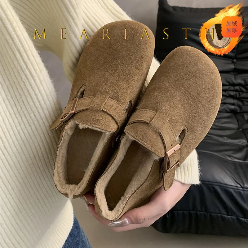 جلد الغزال المرأة أحذية مسطحة القدم ربيع الخريف لينة أسفل الفول الفول مسطحة القاع حذا فردي للسيدات المألوف حذاء بدون كعب #3