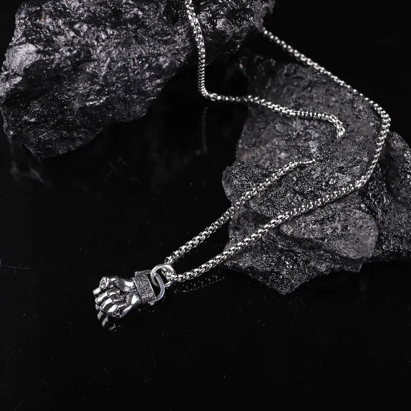 Anger Fist Necklaces Pendants Chain Punk Personalized Boxing Gloves Grim Reaper Pendant Fashionable Punk Style