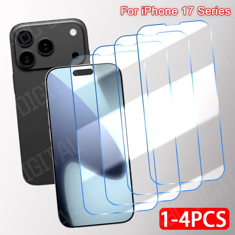 1-4PCS Tempered Glass for iPhone 17 Air 17 16 15 14 13 12 11 Pro Max Screen Protector for 16 15 14 Plus 13 12 Mini SE 2022 2020