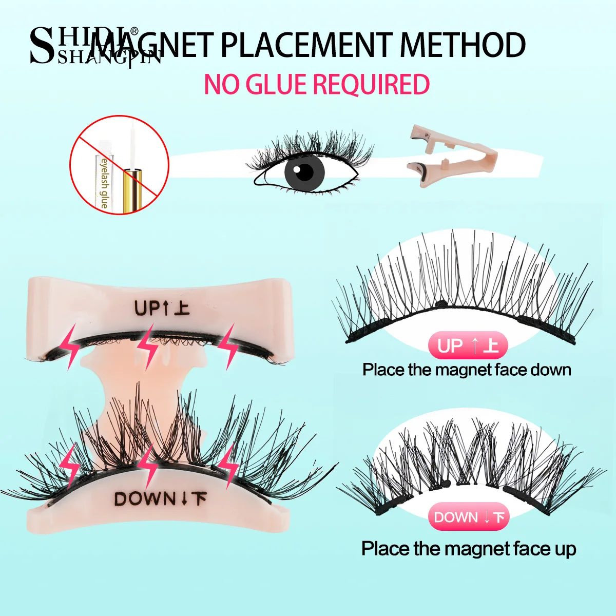 1 par de pestañas magnéticas con espejo, pestañas postizas de visón reutilizables y esponjosas naturales, banda magnética 3D, maquillaje con pegamento gratis