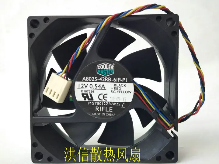 COOLER MASTER A8025-42RB-6IP-PI DC 12V 0.54A 80x80x25mm 4-Wire Server Cooling Fan