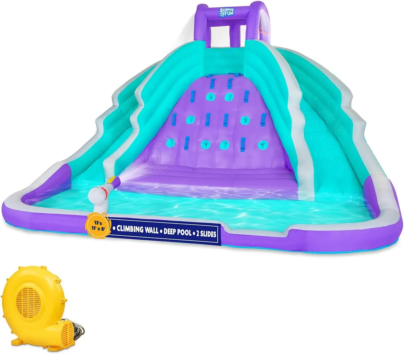 Ultra Climber opblaasbaar waterglijbaanpark – heavy-duty voor buitenplezier - klimmuur, twee glijbanen en splashpool – eenvoudig in te stellen U