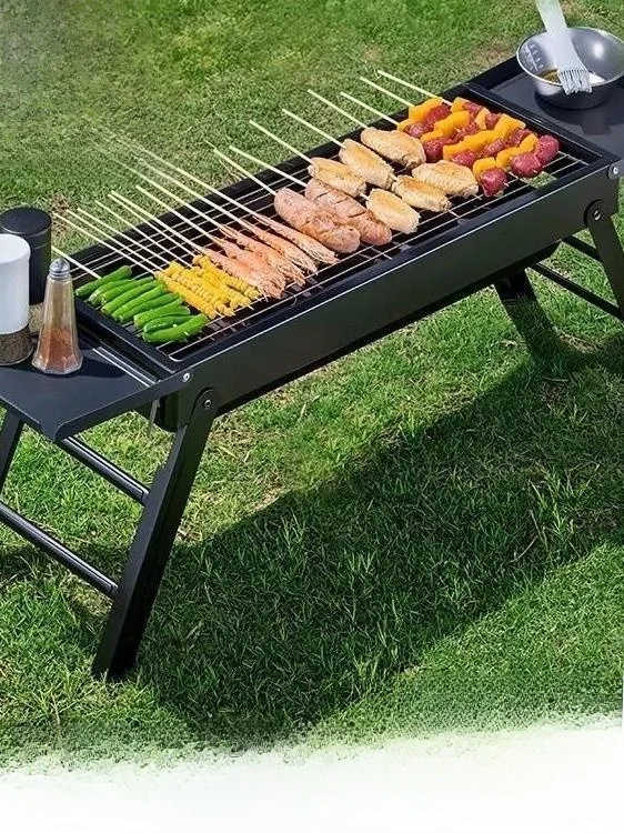 

Уличный круглый мангал для барбекю на углях, портативный, складной, для домашнего использования, маленький размер, с полным комплектом аксессуаров