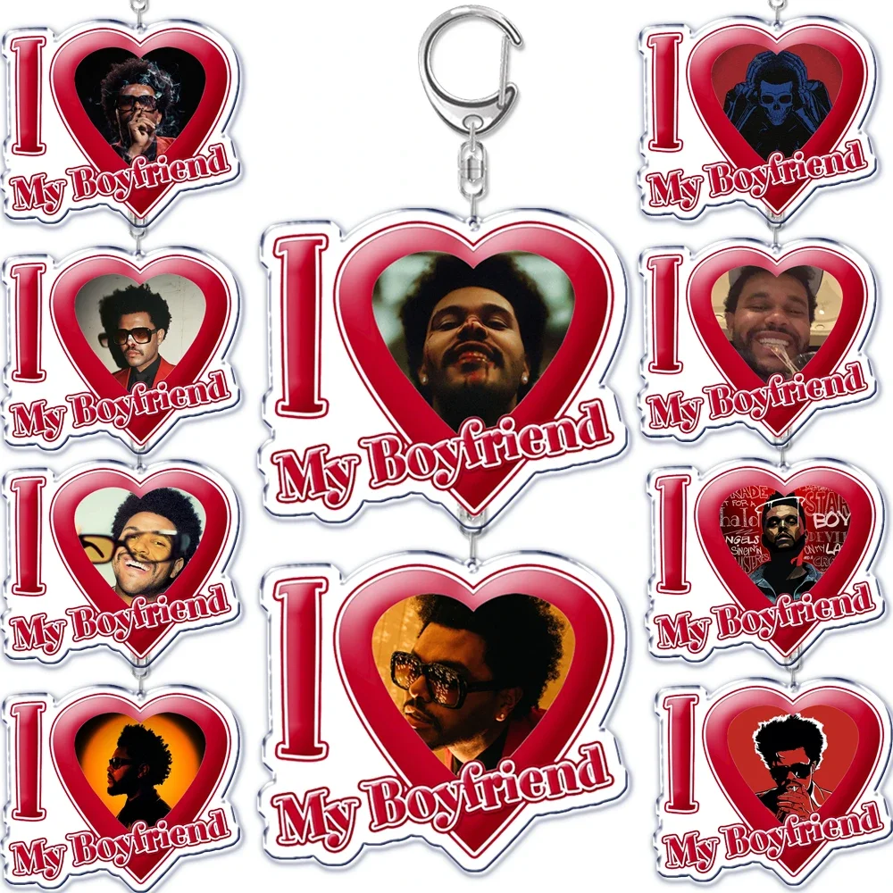 The Weeknd Singer Starboy I Love My Boyfriend Keychain for Women Accessories Key Chain Ring Keychains Custom Jewelry Fans Gifts