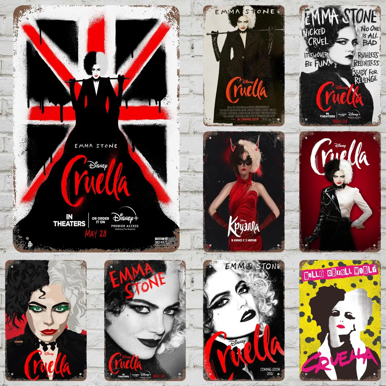 

MINISO Cruella Decor Poster Vintage Tin Sign Metal Sign Decorative Plaque for Pub Bar Man Cave Club Wall Decoration