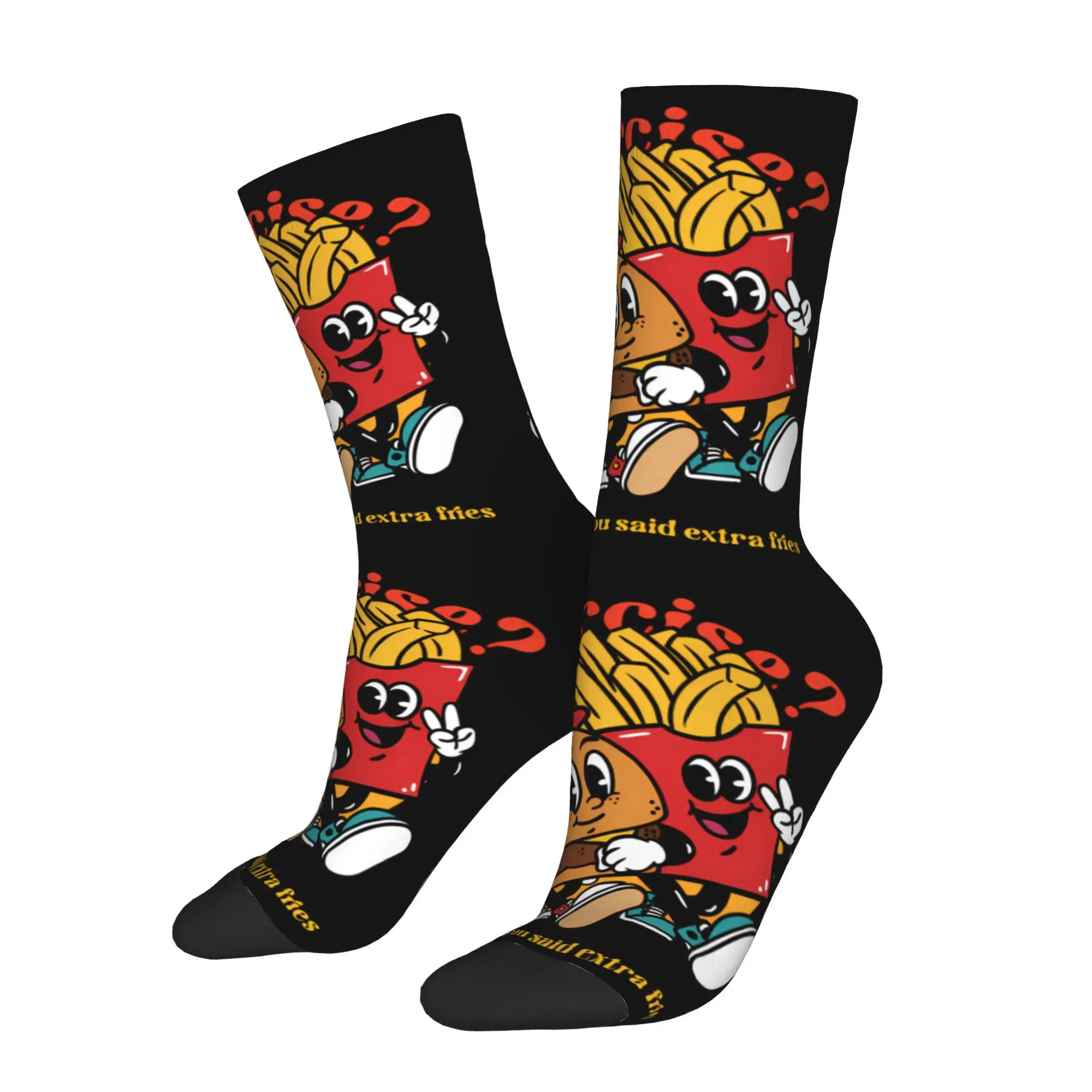 

Retro Fries Lover Men's Socks Unisex Hip Hop Funny Crew Sock Gift
