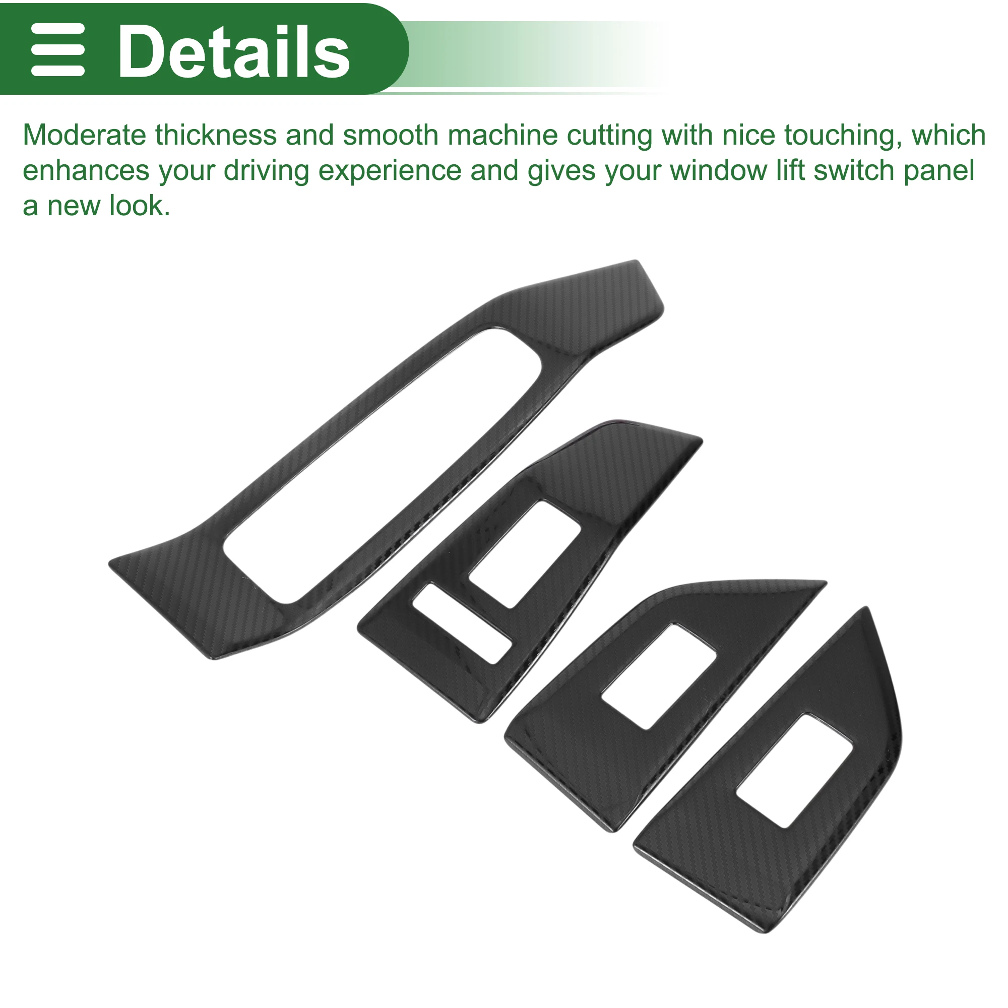 

UXCELL Накладка панели переключателя подъема окна для Nissan Rogue 2021-2025 Передняя задняя часть из углеродного волокна Черный