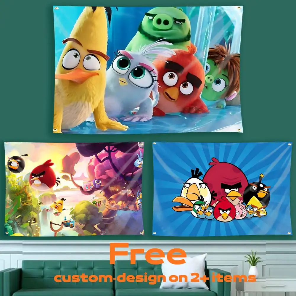 Comedy Movie A-Angry B-Bird-S  Flag Tapestry Banner for Bedroom Living Room Outdoor Camping Custom Supported