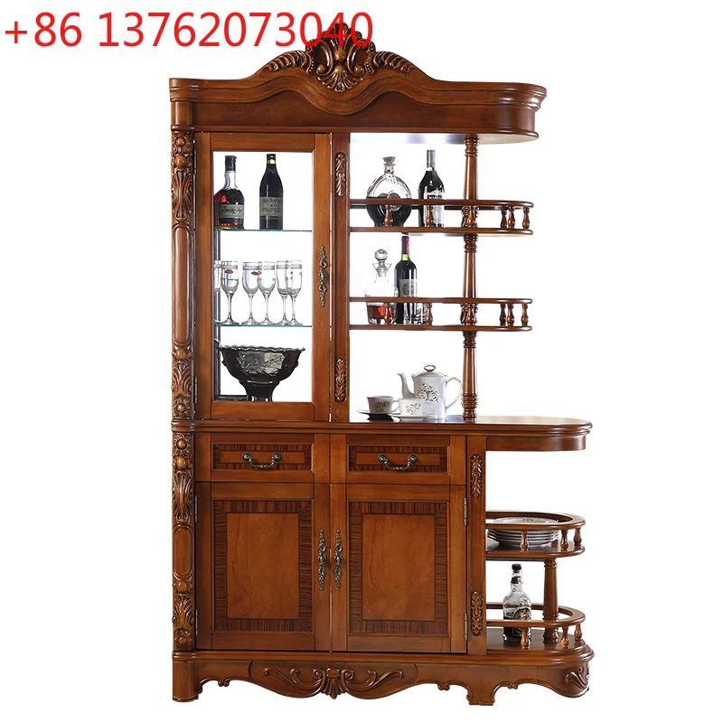 

American-style room living room wine cabinet entry solid wood partition, European-style foyer double-sided entrance cabinet